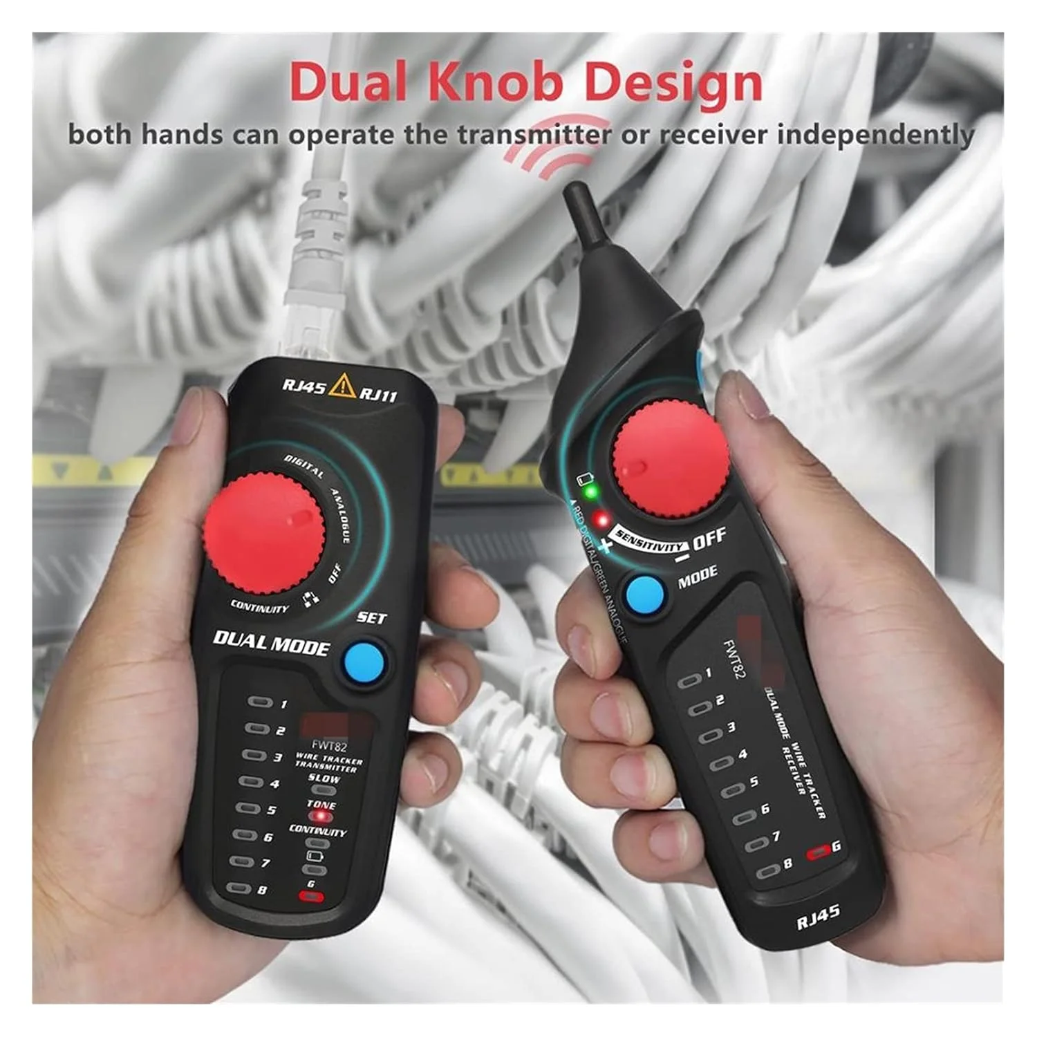 تستر کابل شبکه JACOJE، ردیاب کابل شبکه، تستر سیم حرفه ای RJ45 RJ11 تلفن، ردیاب اترنت LAN (رنگ: جعبه ابزار A)