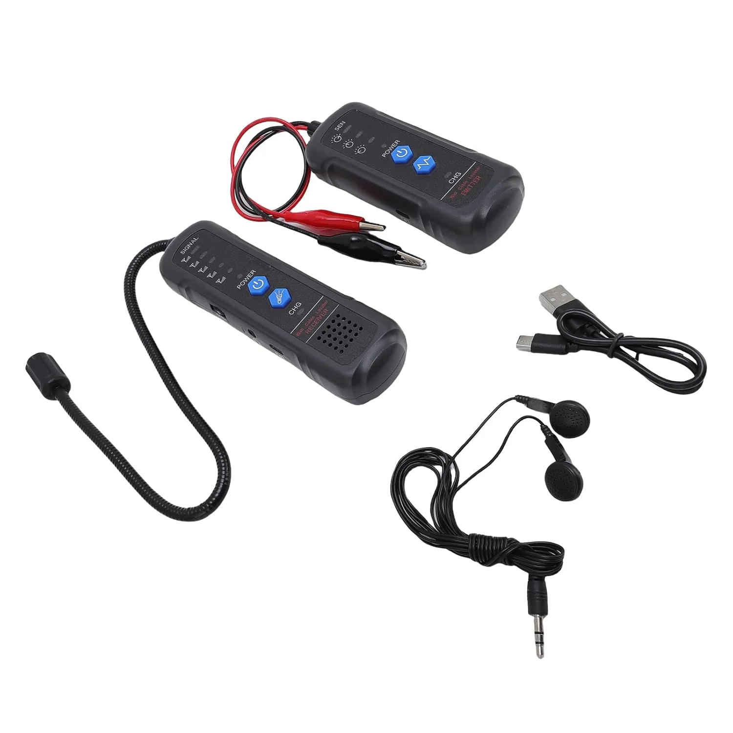 ردیاب سیم زیرزمینی چند منظوره Jectse - ردیاب کابل با عمق قابل تنظیم 2 متری و طول 500 متری برای خطوط مخفی - طراحی با باتری