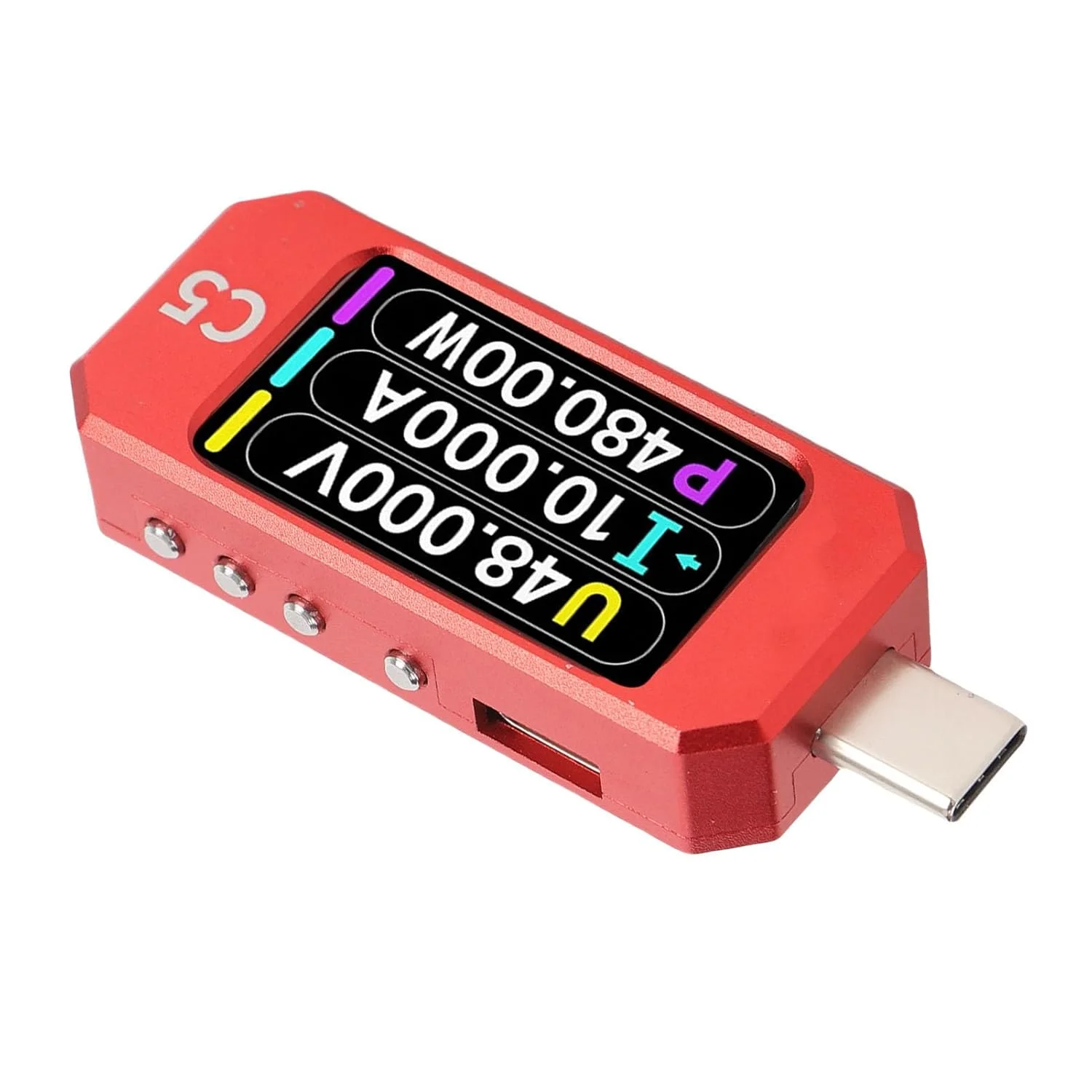 تستر Type C با صفحه نمایش رنگی IPS LCD 1.47 اینچی با رزولوشن 320x172، عملکرد چند وظیفه‌ای قدرتمند، تشخیص هوشمند کابل، ساخته شده از آلیاژ آلومینیوم برای نظارت آسان