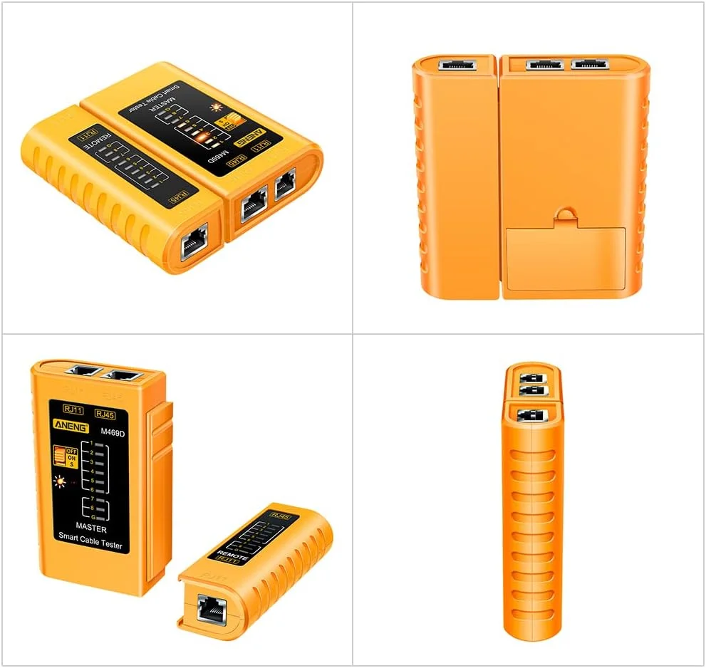دستگاه تست کابل شبکه M469D برای خطوط تلفن RJ11 RJ45 با نشانگر LED، بررسی روشن/خاموش، کابل شبکه شیلددار و تست از راه دور