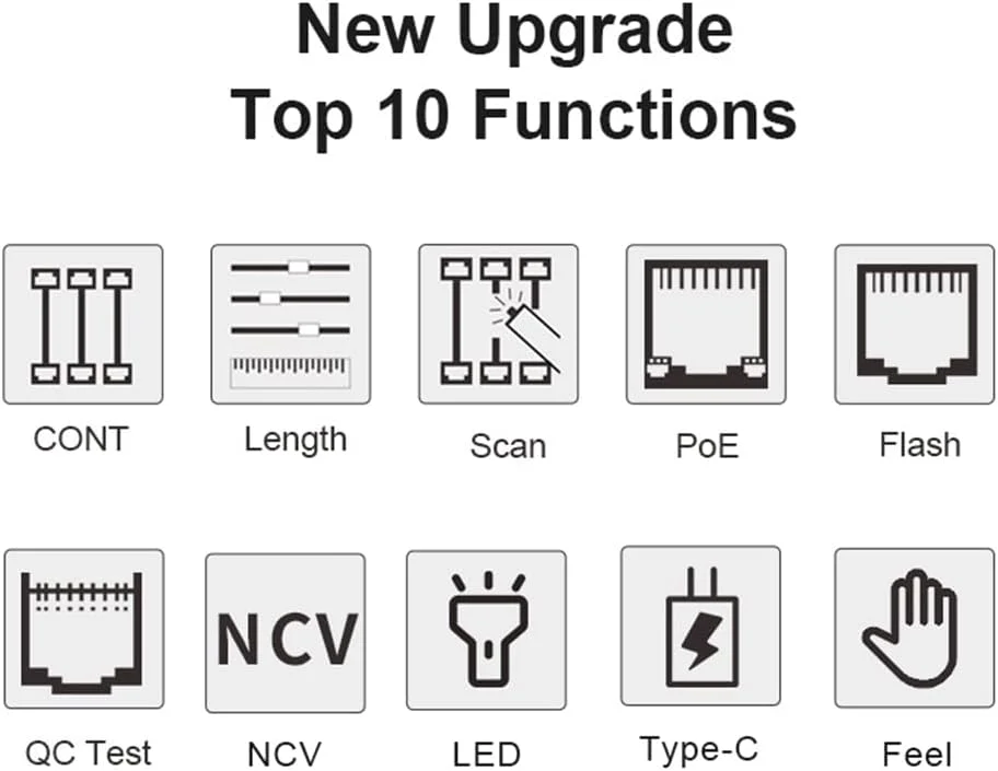 تستر کابل شبکه NF-8209S POE با صفحه نمایش LCD، اندازه گیری طول کابل LAN Cat5 Cat6، ابزار تست شبکه، اسکنر کابل