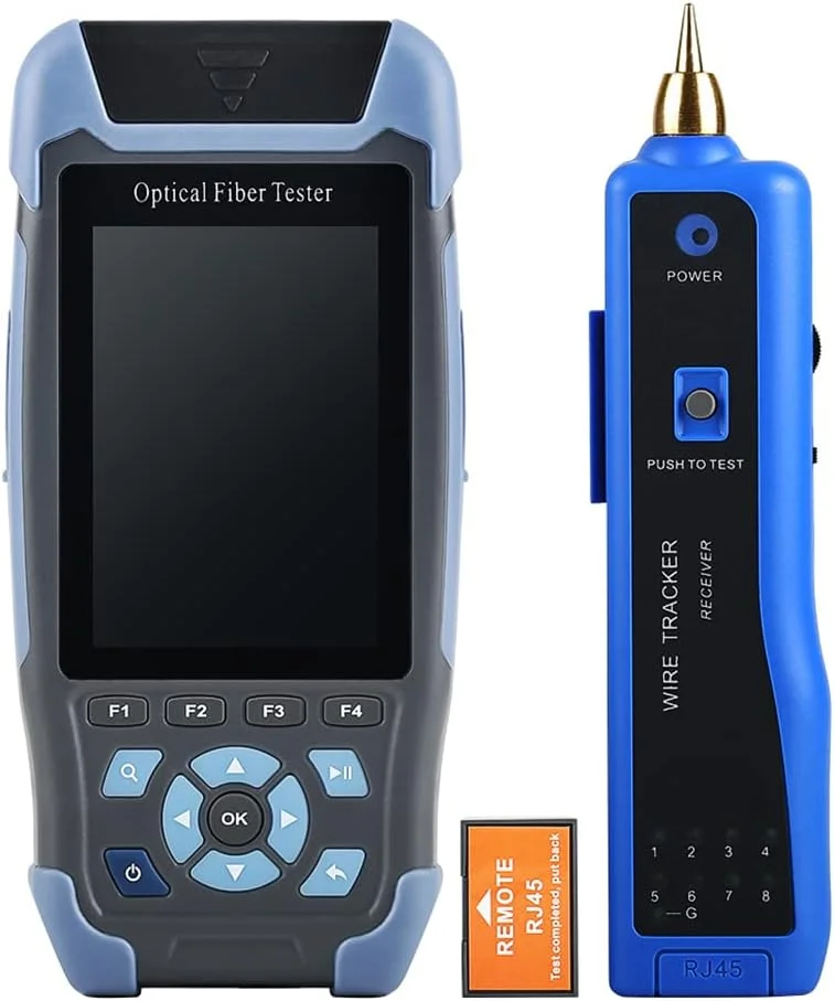 مینی OTDR فیبر نوری رفلکتومتر، OTDR فیبر نوری آشکارساز موانع کابل با 9 عملکرد VFL OLS OPM، 22/24dB برای کابل فیبر 64 کیلومتری تستر اترنت
