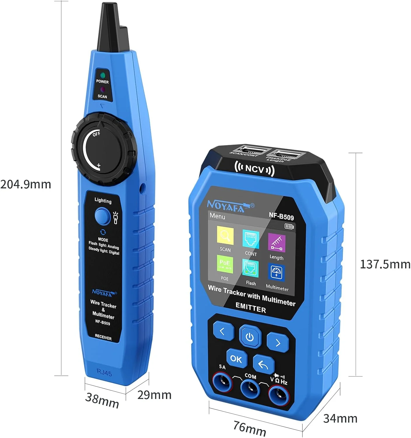 تستر کابل شبکه Joleritc با مولتی متر، تستر کابل اترنت، پورت چشمک زن NCV - ولت متر AC DC - تستر POE - پروب سنسور سیگنال مسدود کننده