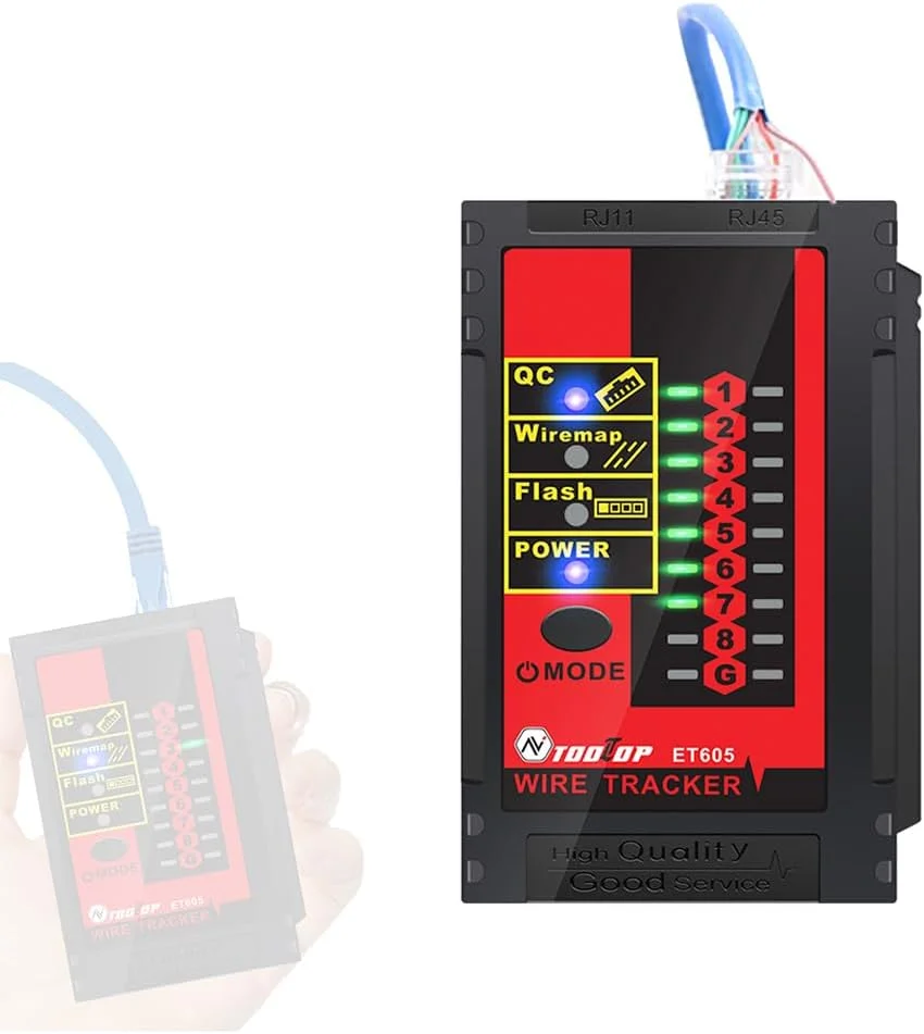 تستر پورت کابل Joleritc ET605، بررسی جفت شدن کابل، فلش سوئیچ، پلاریته POE، تحمل ولتاژ 60 ولت با نشانگر کم بودن باتری و عملکردهای خاموش شدن خودکار