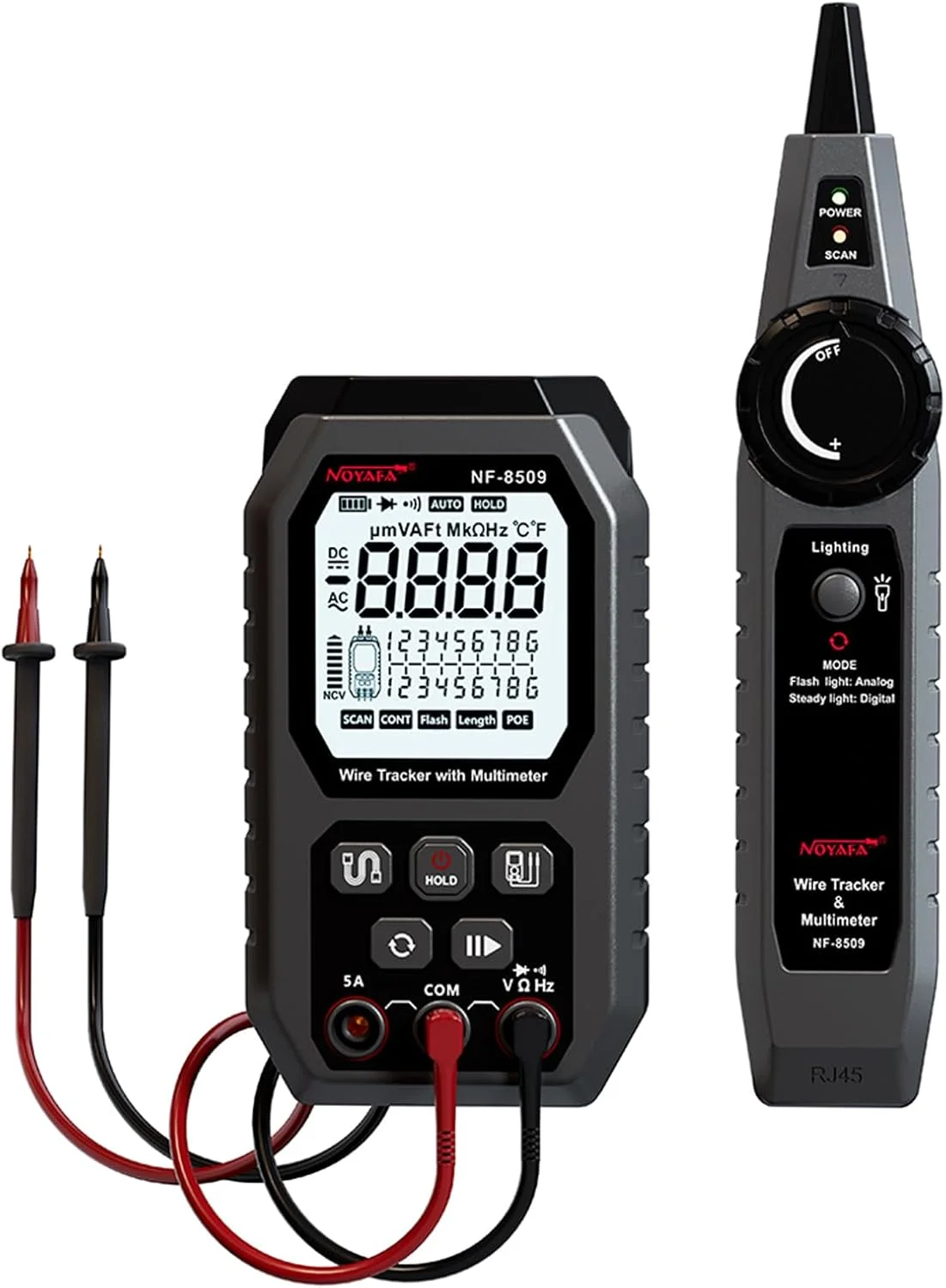 تستر کابل شبکه Joleritc با مولتی متر، سیم یاب چند منظوره اترنت با ولت متر DC AC به همراه تست ردیابی/طول کابل/تست POE