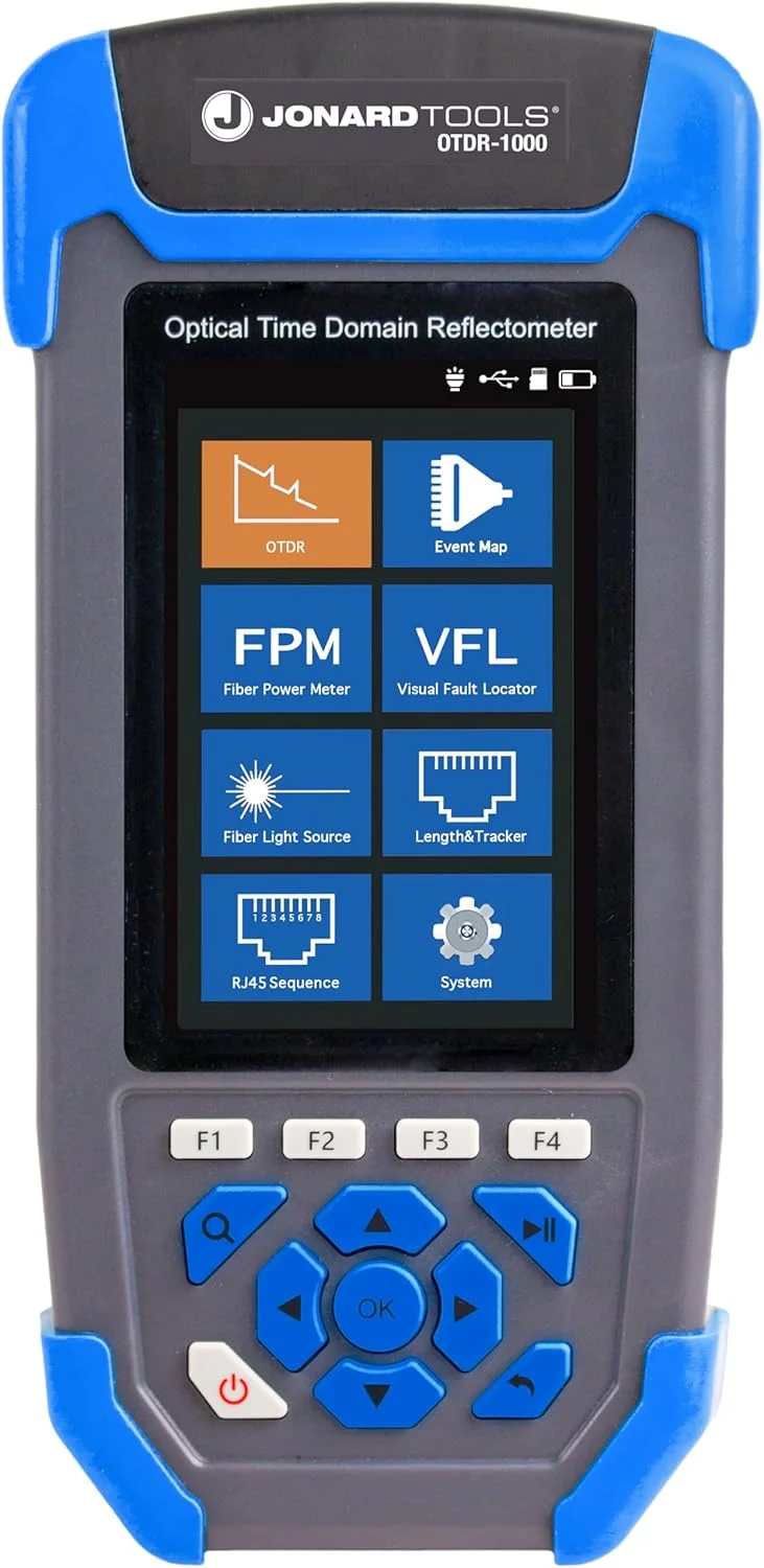 دستگاه OTDR چند منظوره Jonard Tools OTDR-1000 به همراه OTDR، نقشه رویداد، پاور متر، منبع نور، VFL، تستر کابل شبکه و موارد دیگر