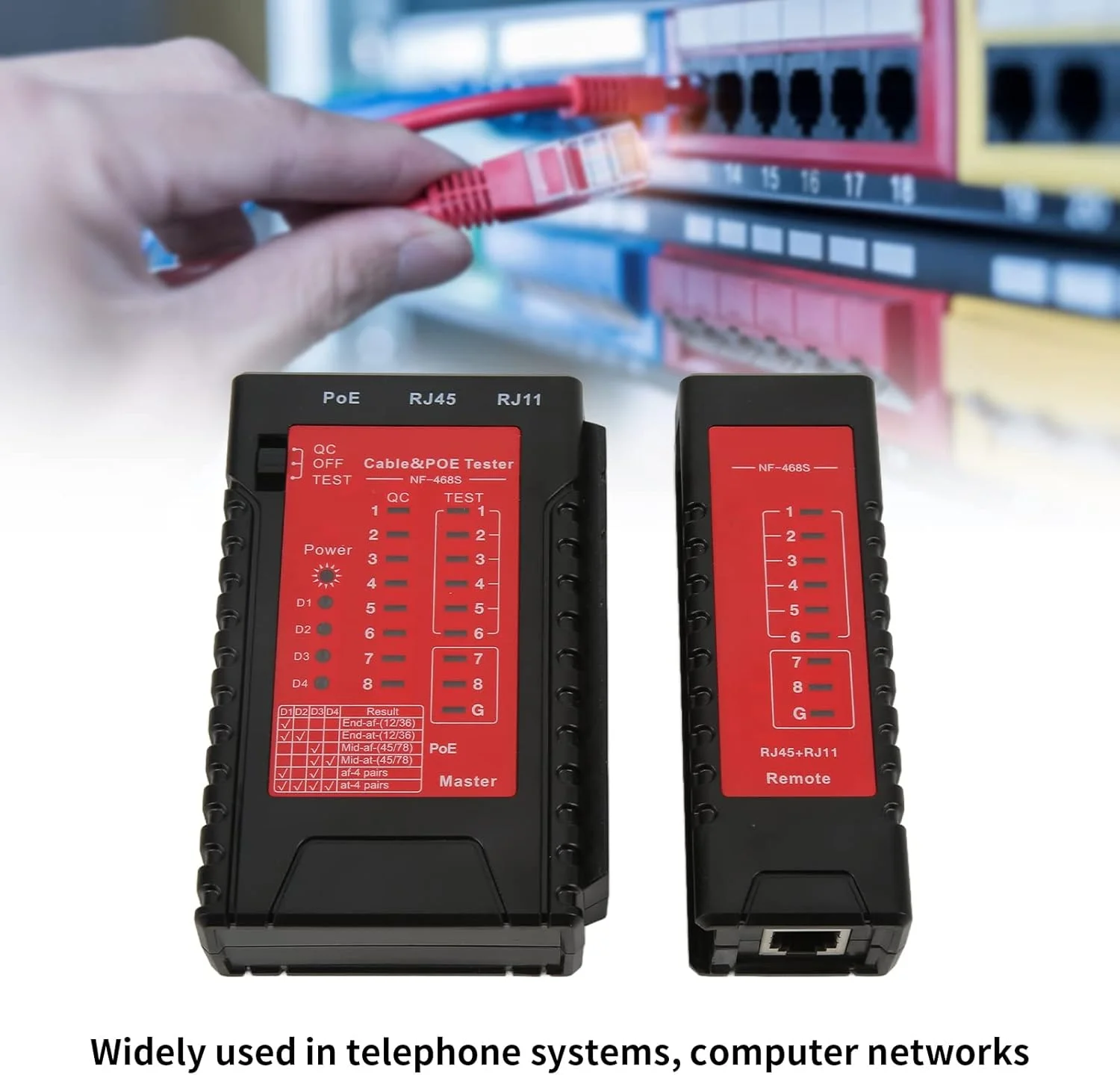 تستر کابل شبکه، ردیاب قطع اتصال تلفن، تستر کابل چند منظوره یک طرفه با سر کریستالی ضد سوختگی برای تست کابل شبکه