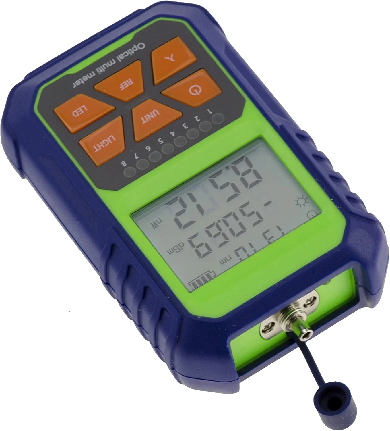 تستر کابل شبکه KALEA-INFORMATIQUE RJ45 و پاور متر فیبر نوری، صفحه نمایش LCD با نور پس زمینه، باتری قابل شارژ.