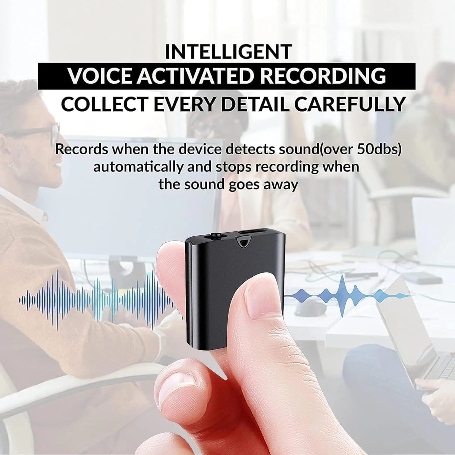 ضبط کننده صدای کوچک فعال با صدا Azonee Q63، ۳۲ گیگابایت، مشکی، USB، صوتی MP3، ۱۸ ساعت ضبط، حذف نویز ضبط کننده صدای کوچک فعال با صدا Azonee Q63، ۳۲ گیگابایت، مشکی، USB، صوتی MP3، ۱۸ ساعت ضبط، حذف نویز