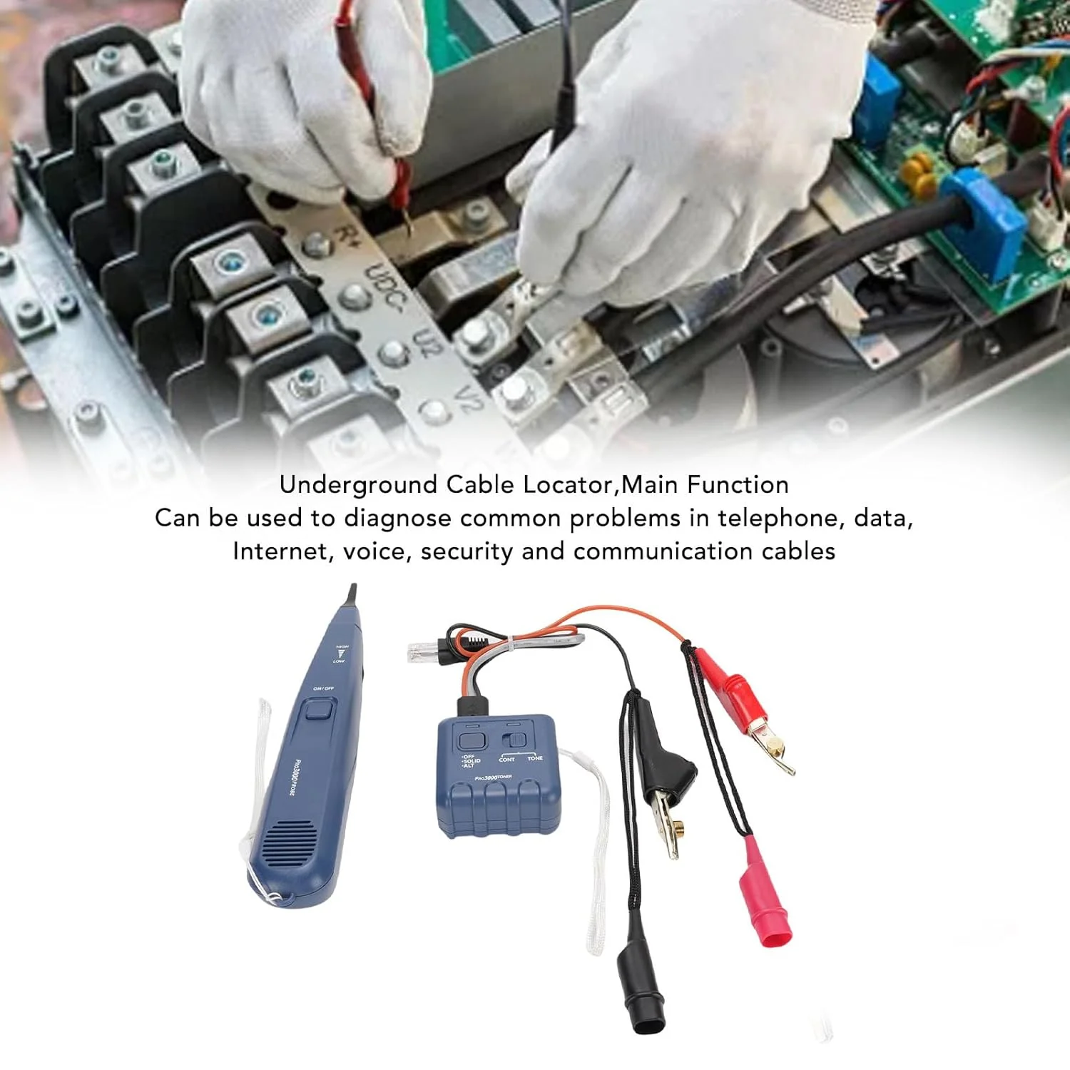 کیت مولد تُن و پروب ردیاب سیم زیرزمینی Luocute با نشانگر صوتی و تصویری برای تعمیر و نگهداری، تستر سیم مدفون برای مکان یابی کابل های شکسته و کابل های حصار