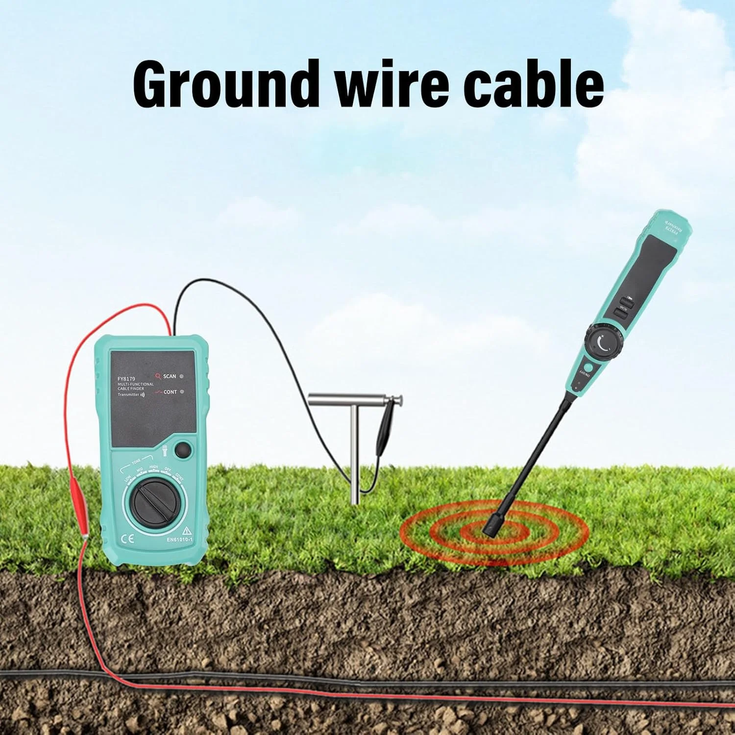 ردیاب کابل زیرزمینی، سیم یاب با گوشی برای سیم های کنترل حصار سگ و آبیاری، ردیاب چند منظوره ضد تداخل