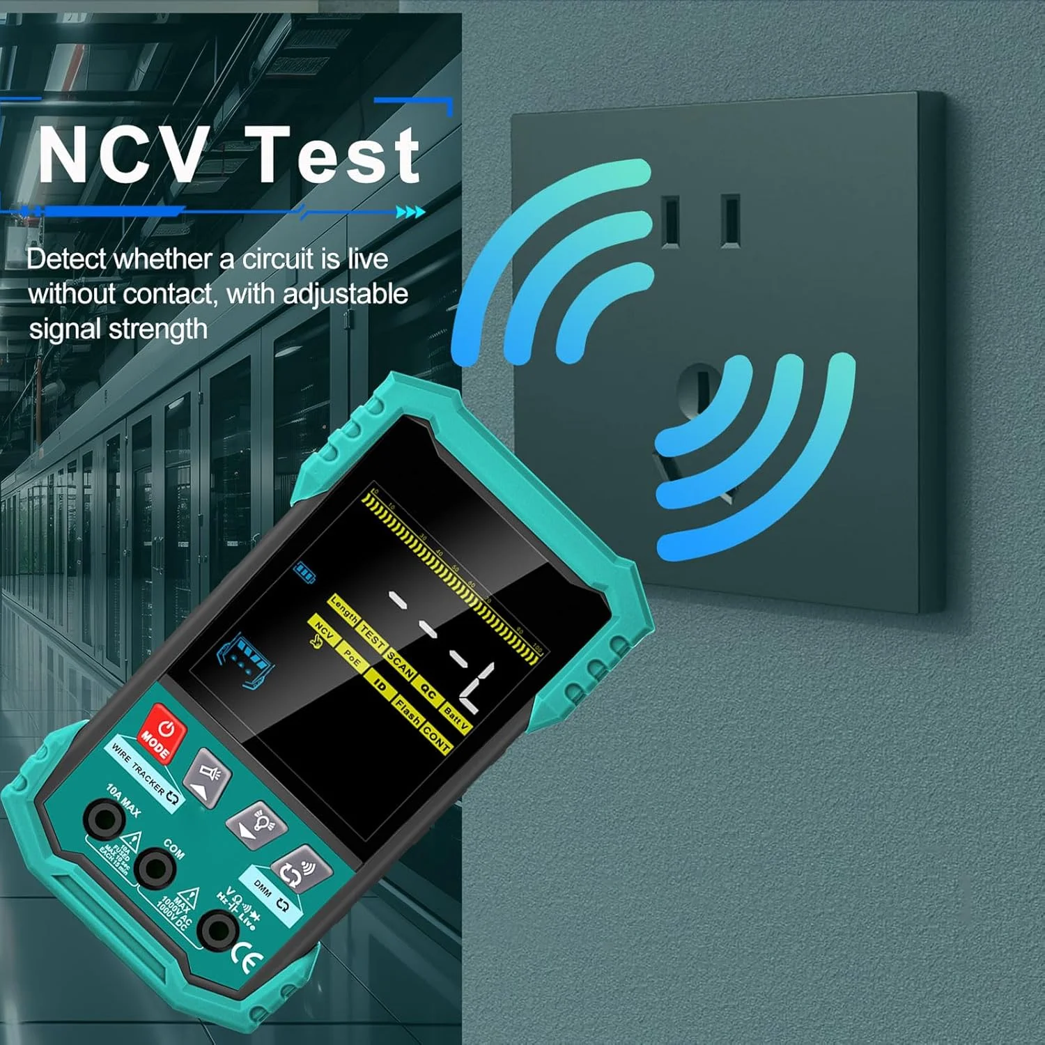 تستر کابل شبکه، کابل چند منظوره، مولتی متر PoE NCV اندازه گیری طول 400 متری، پورت چشمک زن ابزار تست سیم اترنت