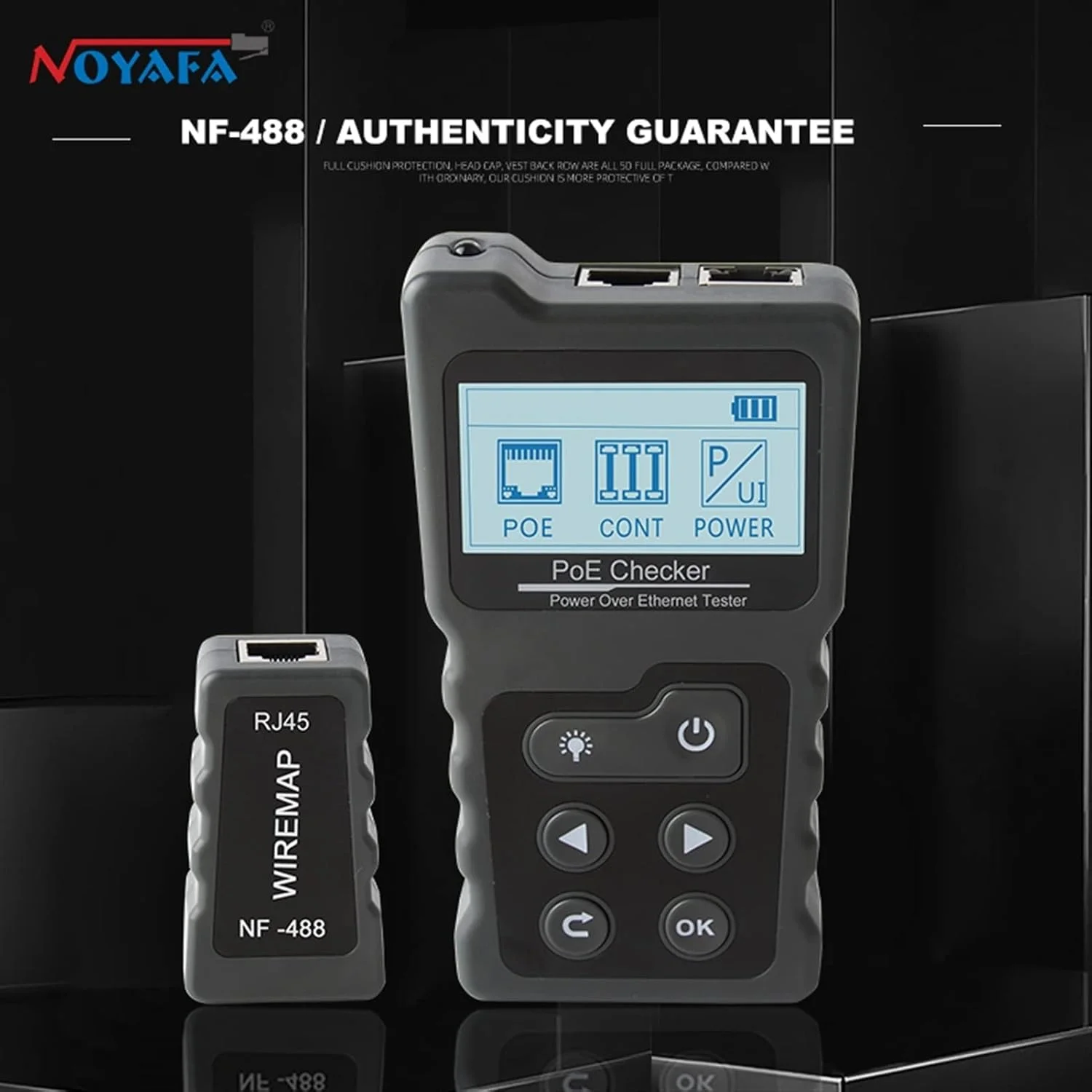 تستر کابل شبکه فیبر نوری LZFuiop، تستر کابل Lan، تستر PoE مدل NF-488، تستر ولتاژ و جریان PoE به صورت خطی به همراه ردیاب کابل اترنت
