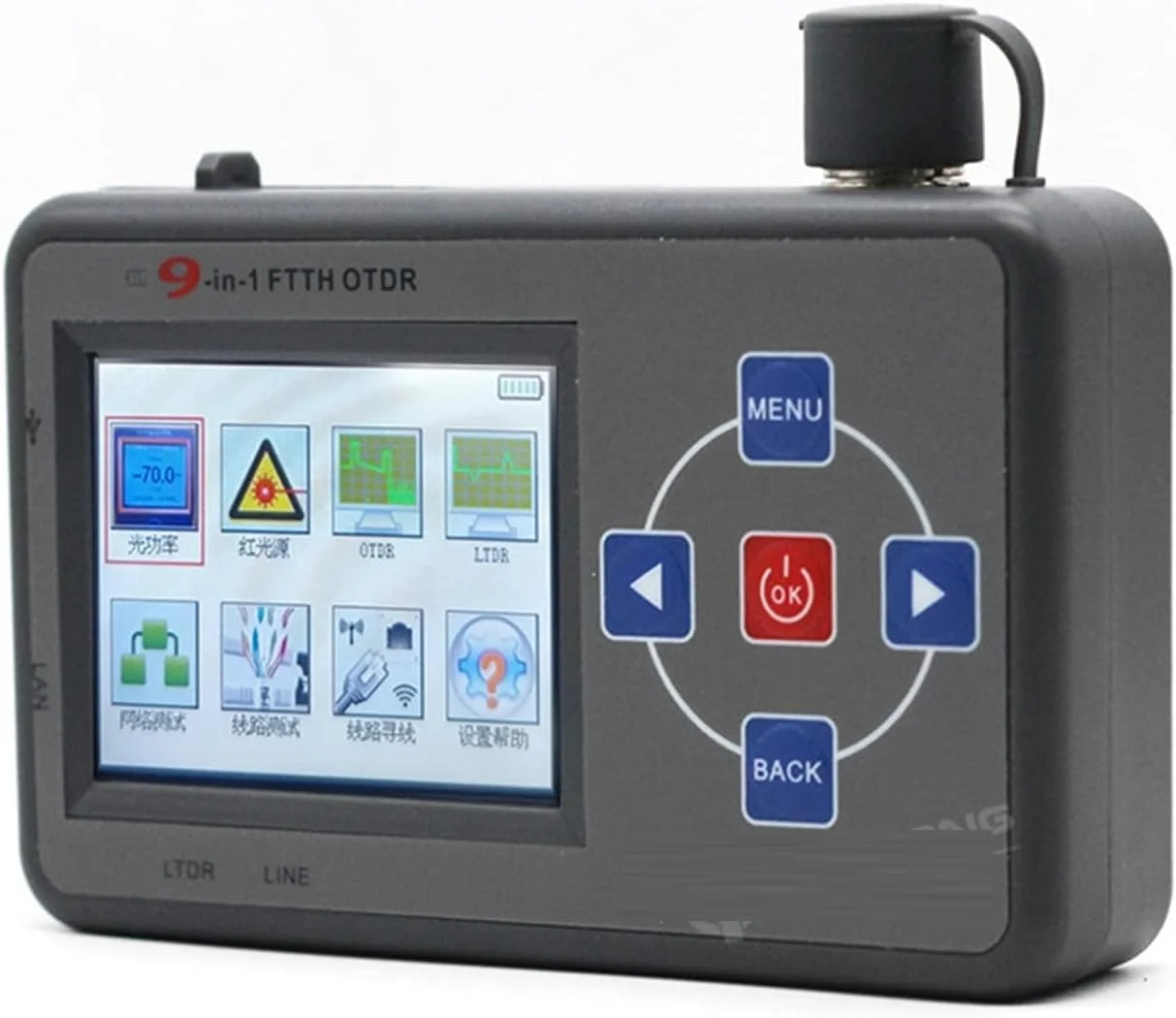 تستر فیبر نوری چند منظوره نه کاره OTDR رفلکتومتر دامنه زمانی نوری تست کابل شبکه