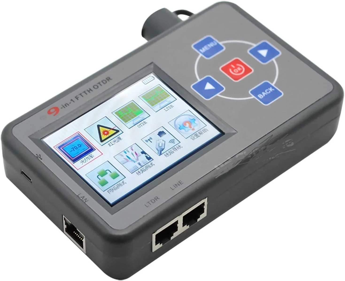 تستر فیبر نوری چند منظوره نه کاره OTDR رفلکتومتر دامنه زمانی نوری تست کابل شبکه