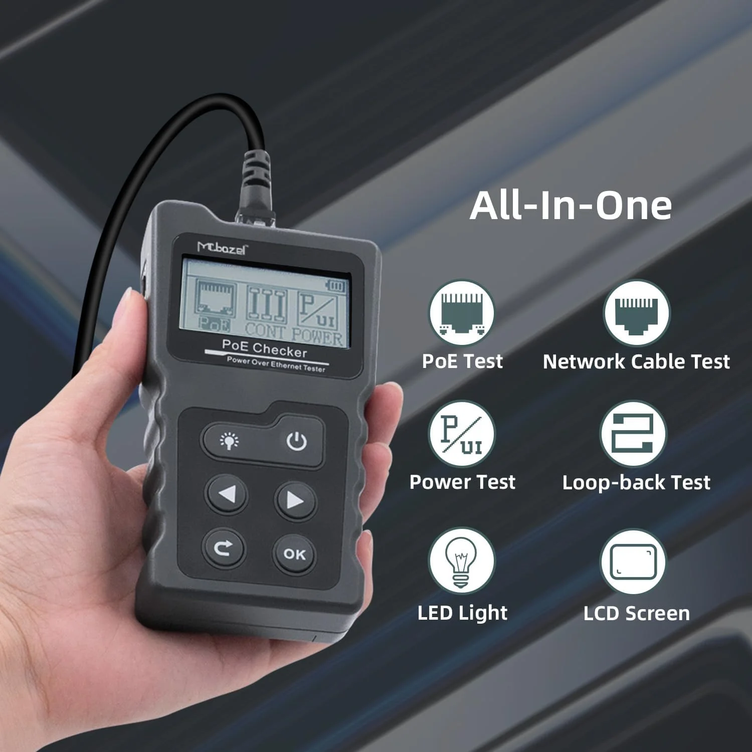 تستر کابل شبکه Mcbazel، کیت تستر کابل اترنت Poe برای CAT5e CAT6 CAT6a، ردیاب کابل شبکه برای ردیابی خط تلفن زیرزمینی تعمیرات خانگی