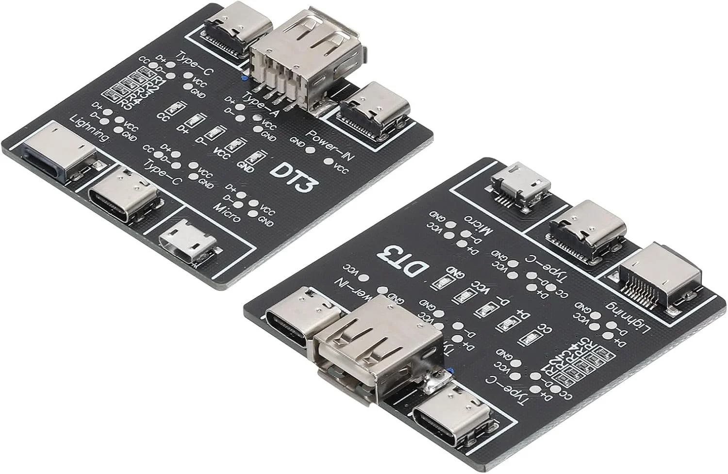 تستر کابل USB مدل MECCANIXITY، سه پورت Type C، لایتنینگ و میکرو، مناسب برای تست سریع و محصولات الکترونیکی DIY، بسته 2 عددی