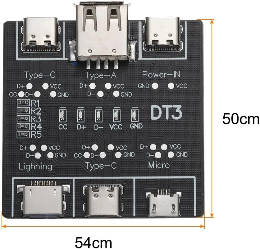 تستر کابل USB مدل MECCANIXITY، سه پورت Type C، لایتنینگ و میکرو، مناسب برای تست سریع و محصولات الکترونیکی DIY، بسته 2 عددی