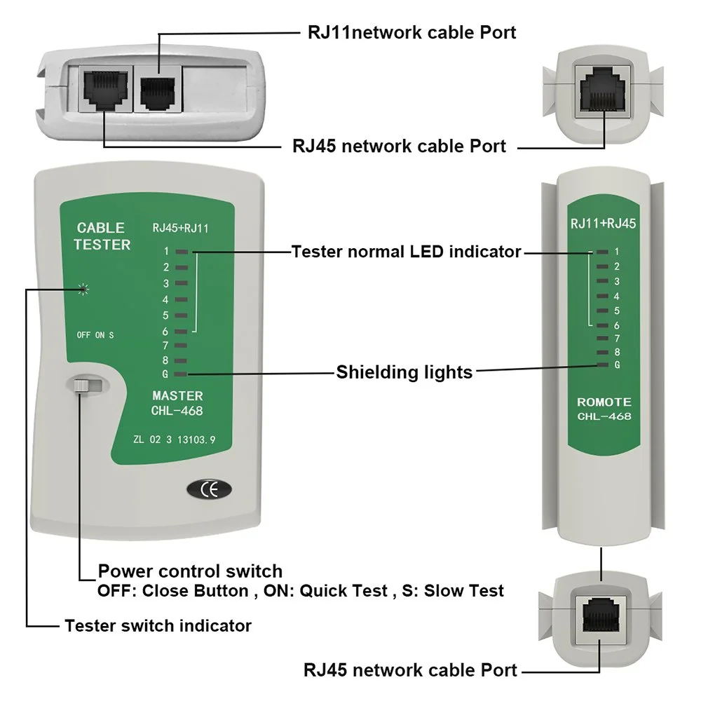 تستر کابل شبکه دستی Merkmak RJ45 RJ11 Cat5 Cat6 LAN، ردیاب خط تلفن