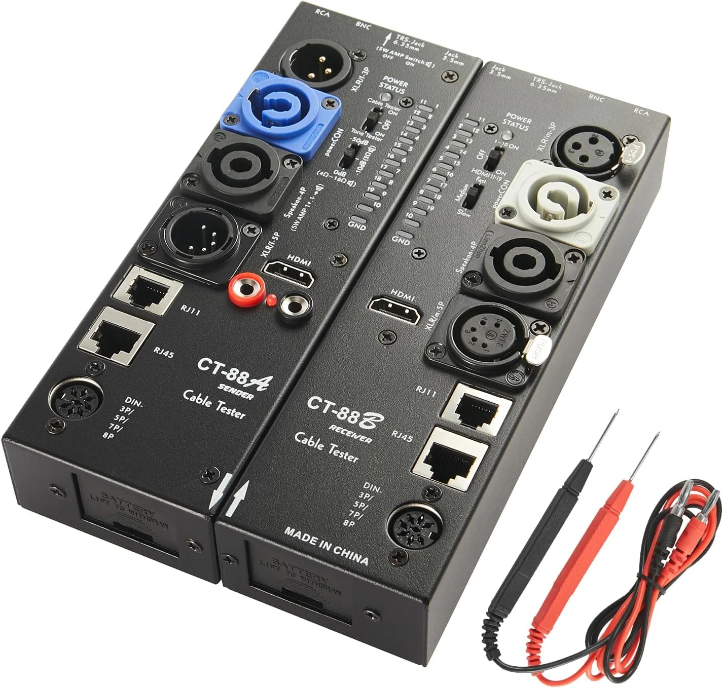 MFL. تستر کابل پیشرفته جداشدنی، یابنده صوتی خط کابل، بررسی کننده کابل های مشکی، سوئیچ 10 طرفه، ردیاب سیم با نشانگرهای LED، حالت کار جداگانه، مستطیلی