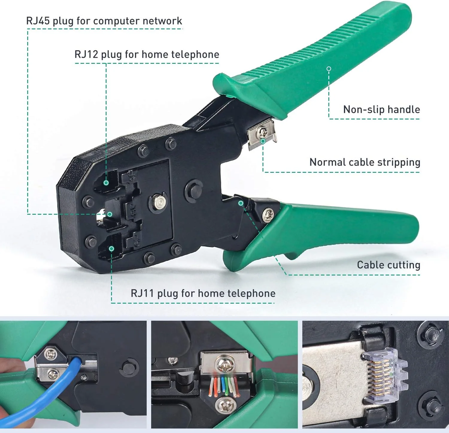 مجموعه ابزار شبکه 21 در 1 MIAOKE، ابزار تعمیر شبکه با سیم لخت کن، کیت تست کننده کابل شبکه حرفه ای برای خانه، کارخانه و نگهداری کامپیوتر به همراه تستر کابل LAN
