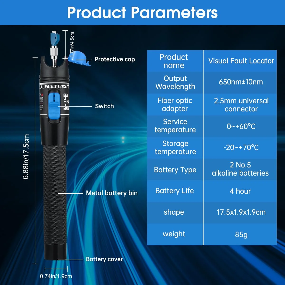 محل یاب عیب فیبر نوری Moocci 30mW 30KM به همراه آداپتور FC نر به LC ماده - کیت تستر کابل فیبر نوری، ردیاب و منبع تست فیبر نوری برای LC/FC/SC/ST، تست کابل شبکه