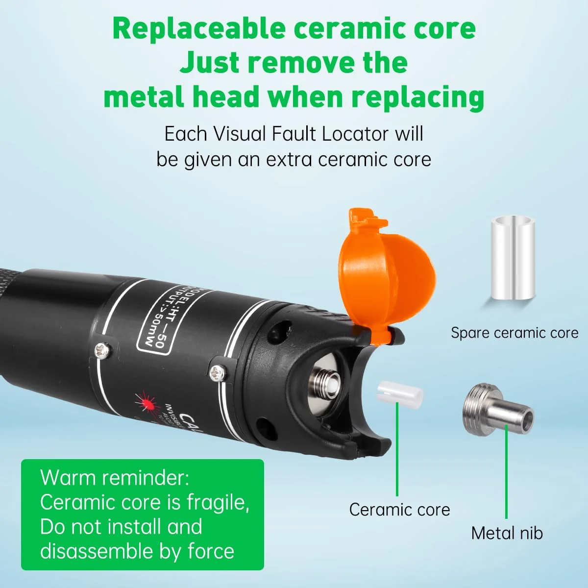 تستر نور فیبر نوری Moocci 30mW 30KM - تستر کابل فیبر نوری VFL - کیت تستر منبع ابزار فیبر نوری برای LC/FC/SC/ST، تست کابل شبکه
