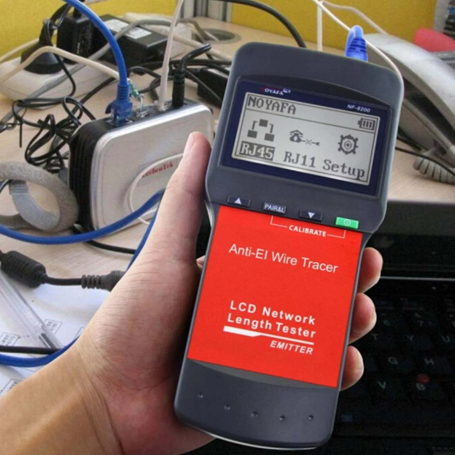 تستر دیجیتال MZEER مدل NF-8200، تستر کابل شبکه LAN RJ45، ردیاب کابل اترنت، تستر طول کابل با صفحه نمایش LCD دارای نور پس زمینه Zeenyi