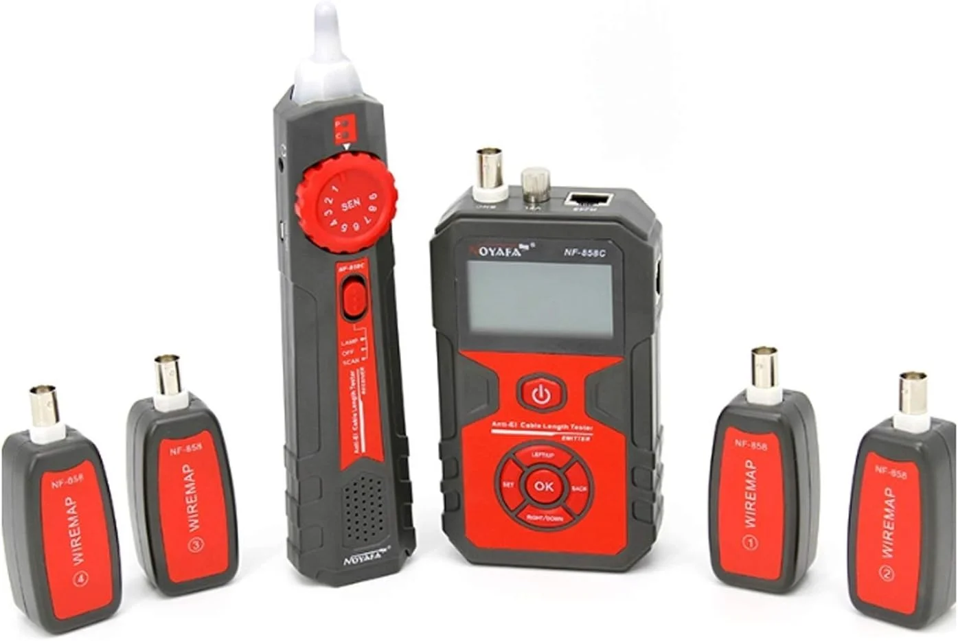 تستر دیجیتال، ردیاب سیم و کابل قابل حمل، یابنده کابل، تست کابل شبکه RJ11 RJ45 BNC مدل NOYAFA NF-858C Zeenyi