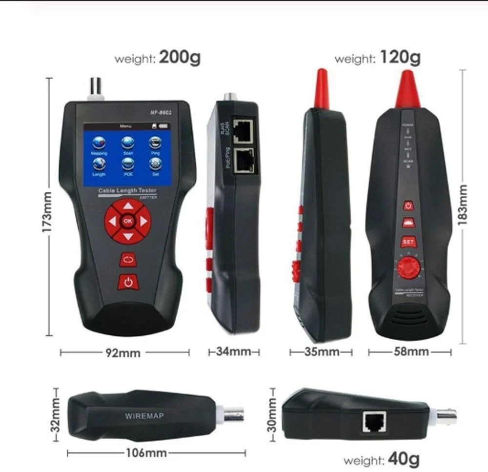 تستر دیجیتال کابل شبکه چند منظوره با LCD مدل NF_8601W Zeenyi