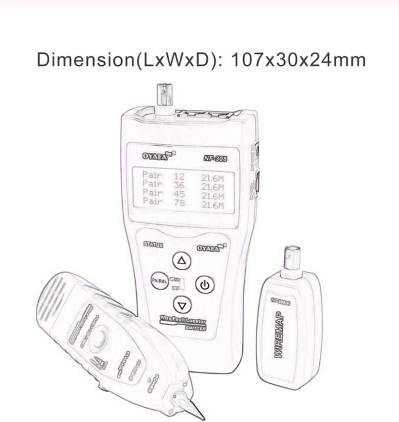 تستر کابل شبکه چند منظوره NF-308 با صفحه نمایش LCD، ردیاب کابل تلفن، یاب خط، ردیاب سیم Zeenyi