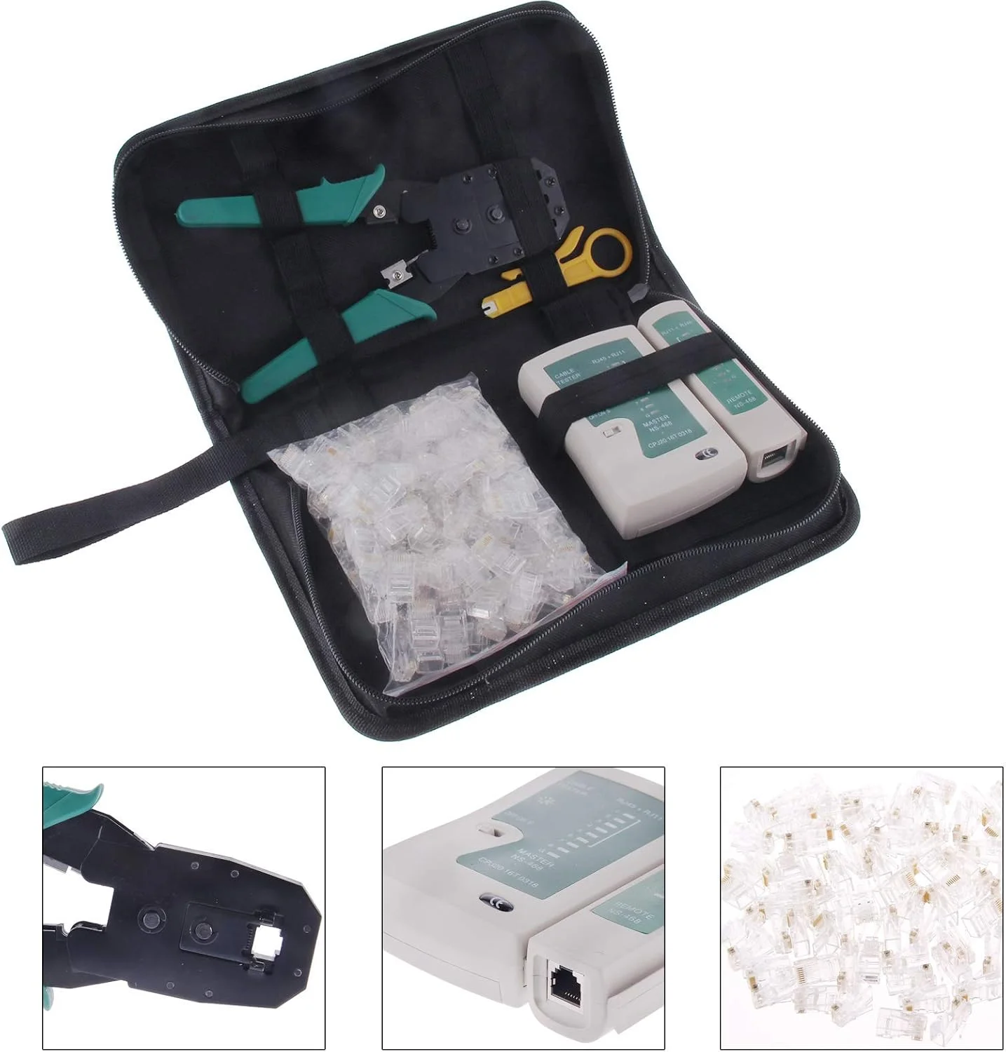 جعبه ابزار شبکه 11 در 1 شامل تستر کابل، ابزار تعمیرات LAN، RJ45 RJ11، جعبه ابزار شبکه کابل اترنت، مشکی جعبه ابزار شبکه 11 در 1 شامل تستر کابل، ابزار تعمیرات LAN، RJ45 RJ11، جعبه ابزار شبکه کابل اترنت، مشکی