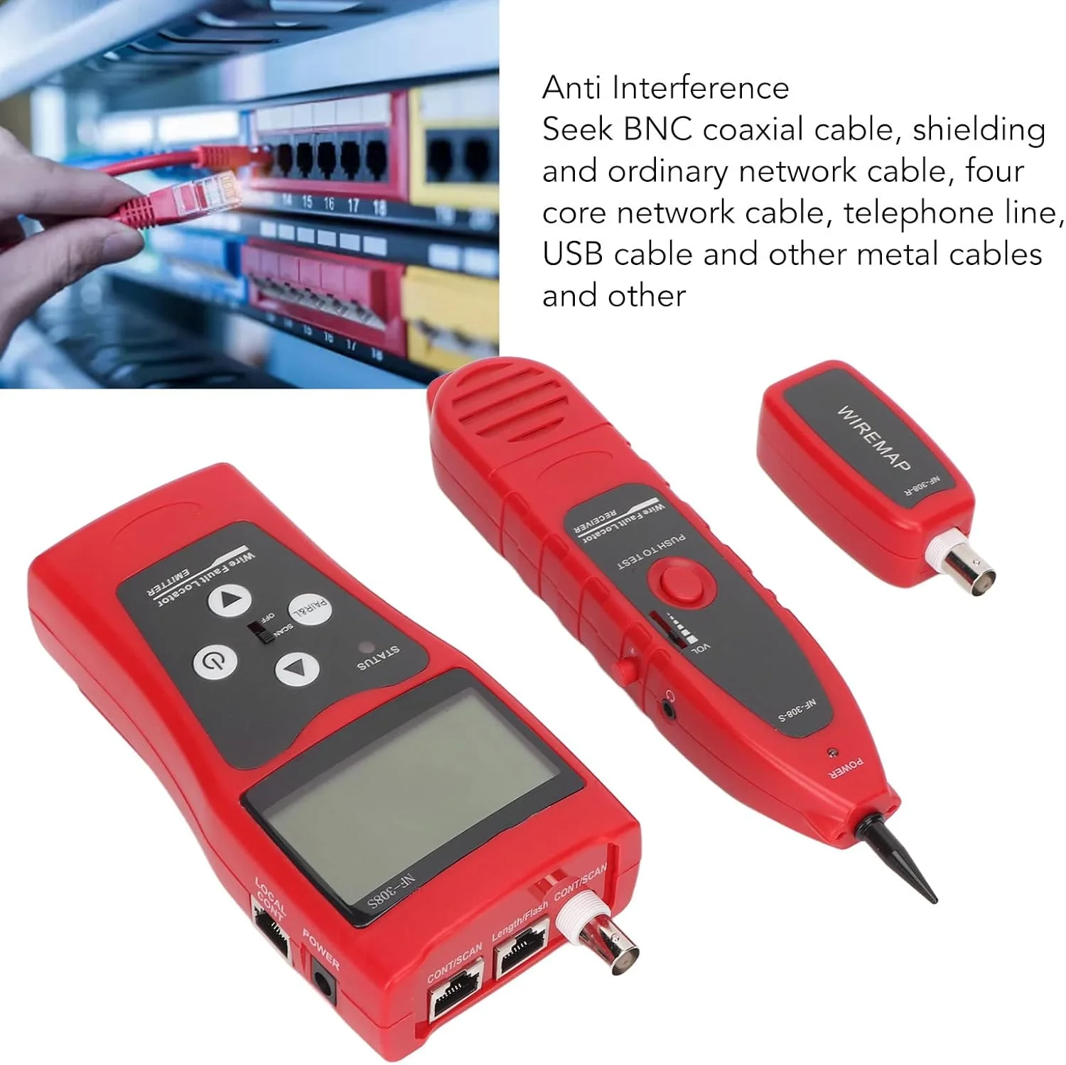 تستر کابل شبکه JDYHW، تستر کابل اترنت RJ11 RJ45، ردیاب سیم چند منظوره با پروب برای کابل کواکسیال تلفن LAN