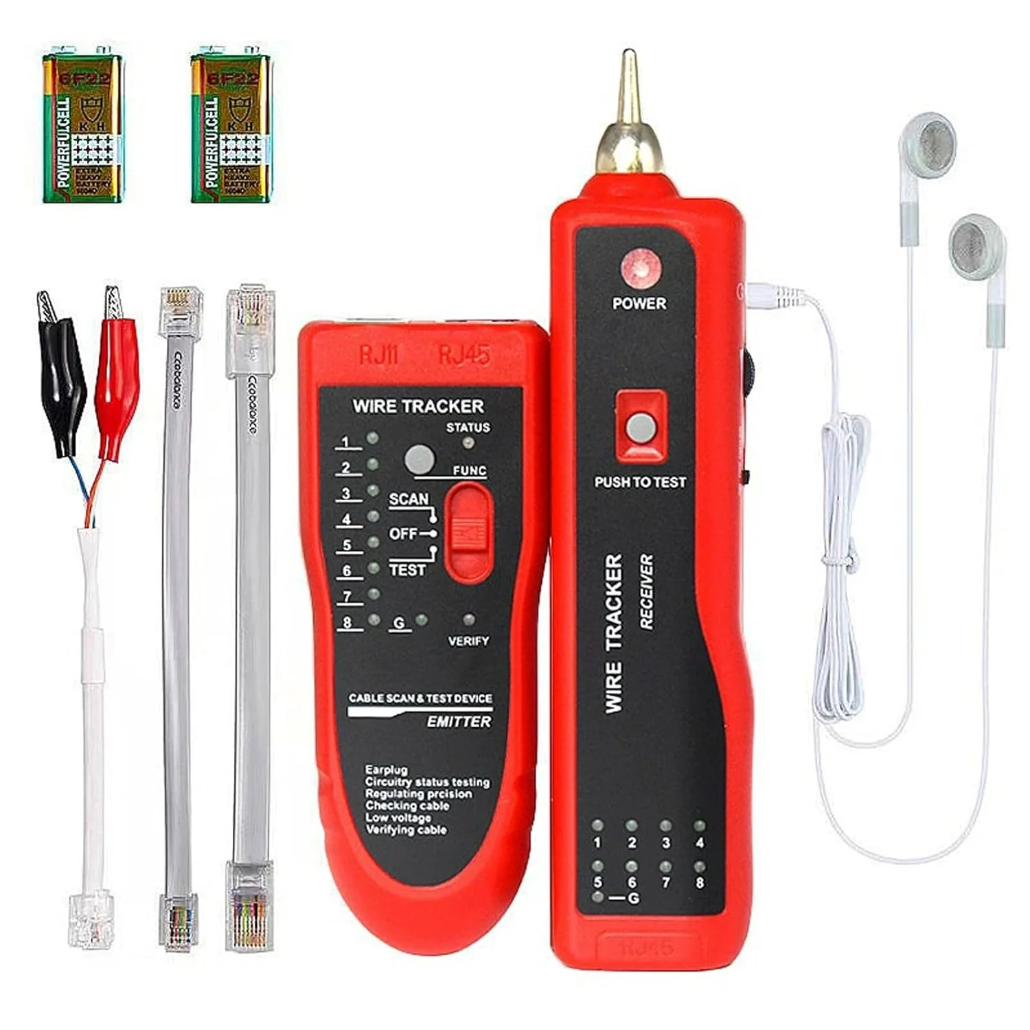 کیت تست کابل شبکه، تستر کابل دستی برای RJ11 RJ45، نگهداری شبکه و بررسی سیم کشی، تست خط تلفن، بررسی تداوم - با باتری کار می کند، غیر قابل شارژ برای دفتر و دکوراسیون منزل