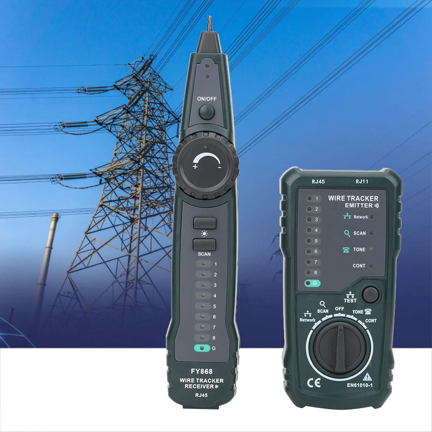 تستر کابل شبکه مدل FY868، کیت ردیاب سیم چند منظوره با کیف نگهداری، کابل آداپتور RJ45 RJ11، تستر کابل شبکه، تسترهای شبکه و کابل