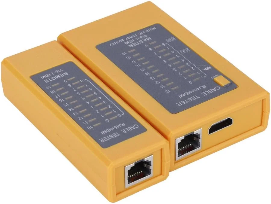 تستر کابل شبکه RJ45، کیت تستر لن قابل حمل HDMI با کیفیت بالا، تستر کابل دیجیتال قابل حمل RJ45 برای بررسی پیوستگی، قطعی، اتصال کوتاه و جفت سیم های متقاطع
