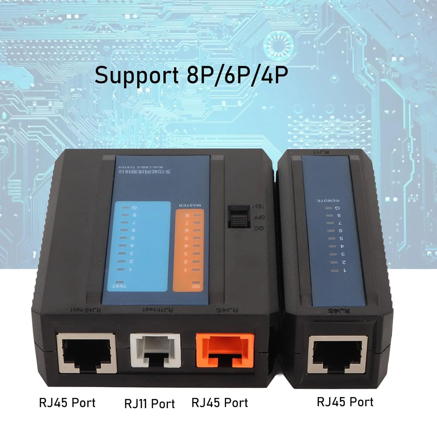 تستر کابل شبکه Trisar RJ45، تستر کابل شبکه 2 در 1 برای RJ45 RJ11 8P 6P 4P، تستر خط تلفن قابل حمل ابزار تست سیم کابل اترنت برای تلفن اینترنت
