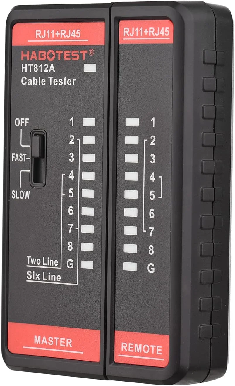 ردیاب سیم کابل شبکه HT812A تستر خط تلفن، یاب خط تلفن و شبکه چند منظوره RJ11 RJ45 تستر تشخیص کابل 2P/4P/6P/8P برای نگهداری شبکه