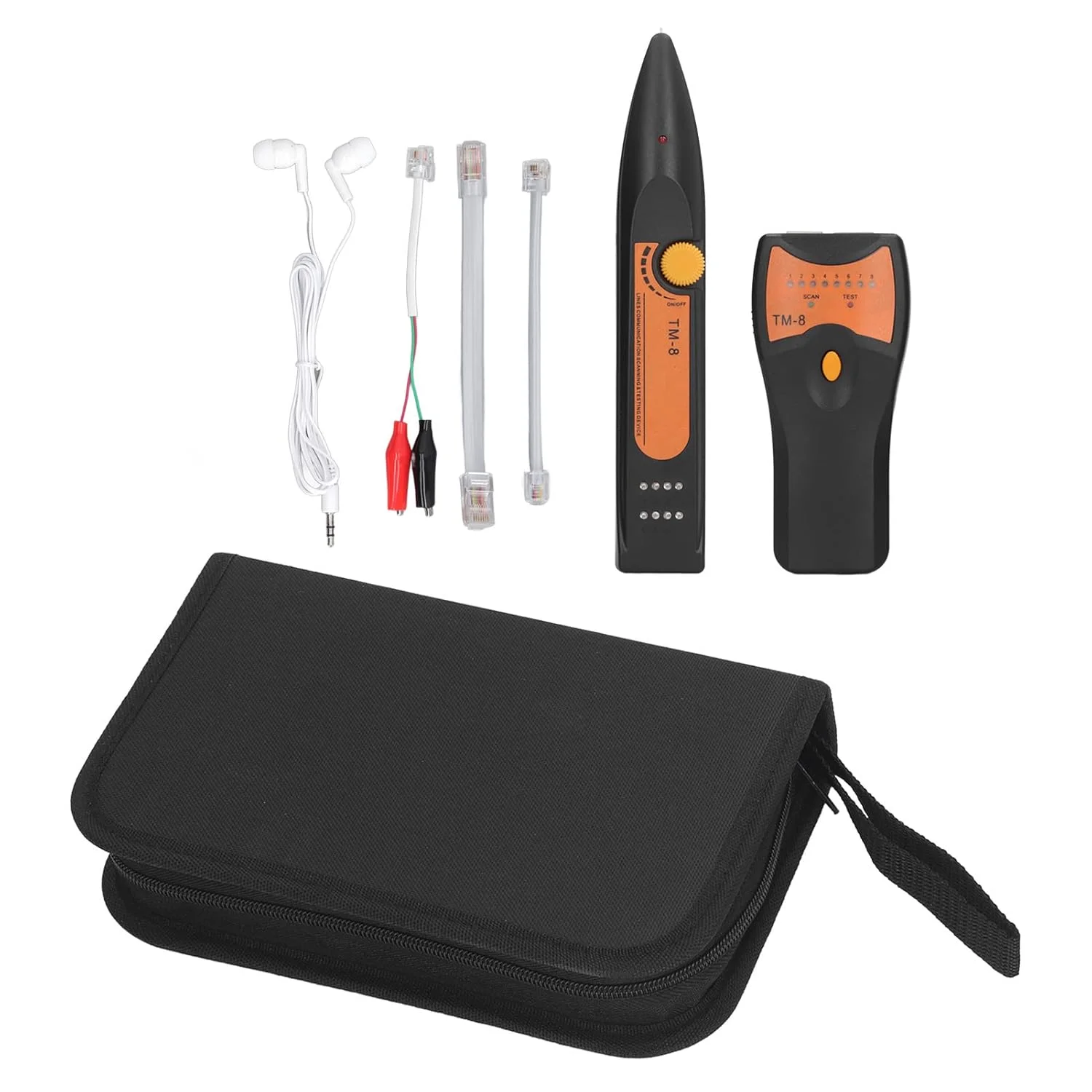 تستر کابل شبکه TM 8، ردیاب سیم برای RJ45/RJ11، تستر کابل اترنت با قابلیت تنظیم، ردیابی سریع خط، سیگنال قوی برای محدوده تست گسترده