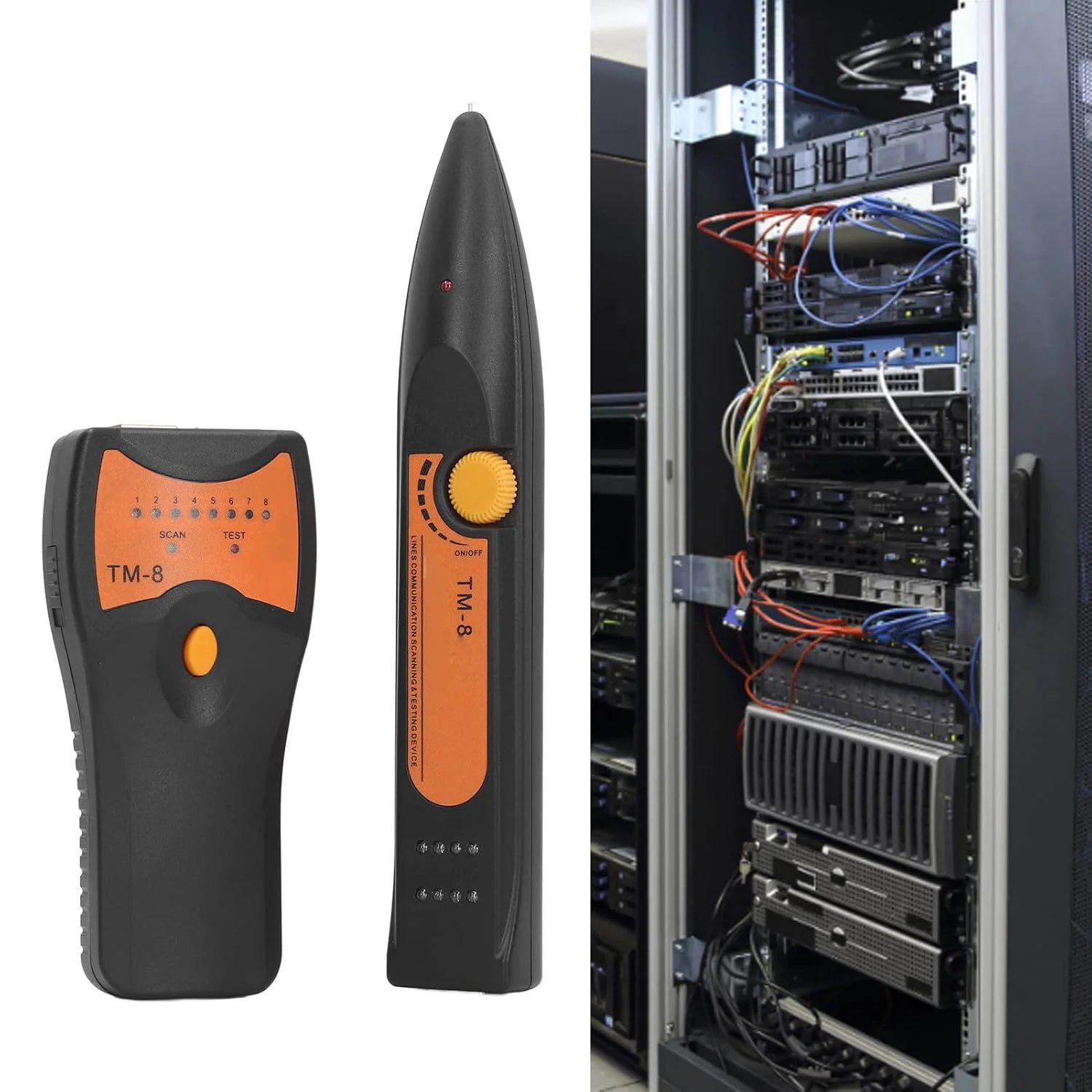 تستر کابل شبکه TM 8، ردیاب سیم برای RJ45/RJ11، تستر کابل اترنت با قابلیت تنظیم، ردیابی سریع خط، سیگنال قوی برای محدوده تست گسترده