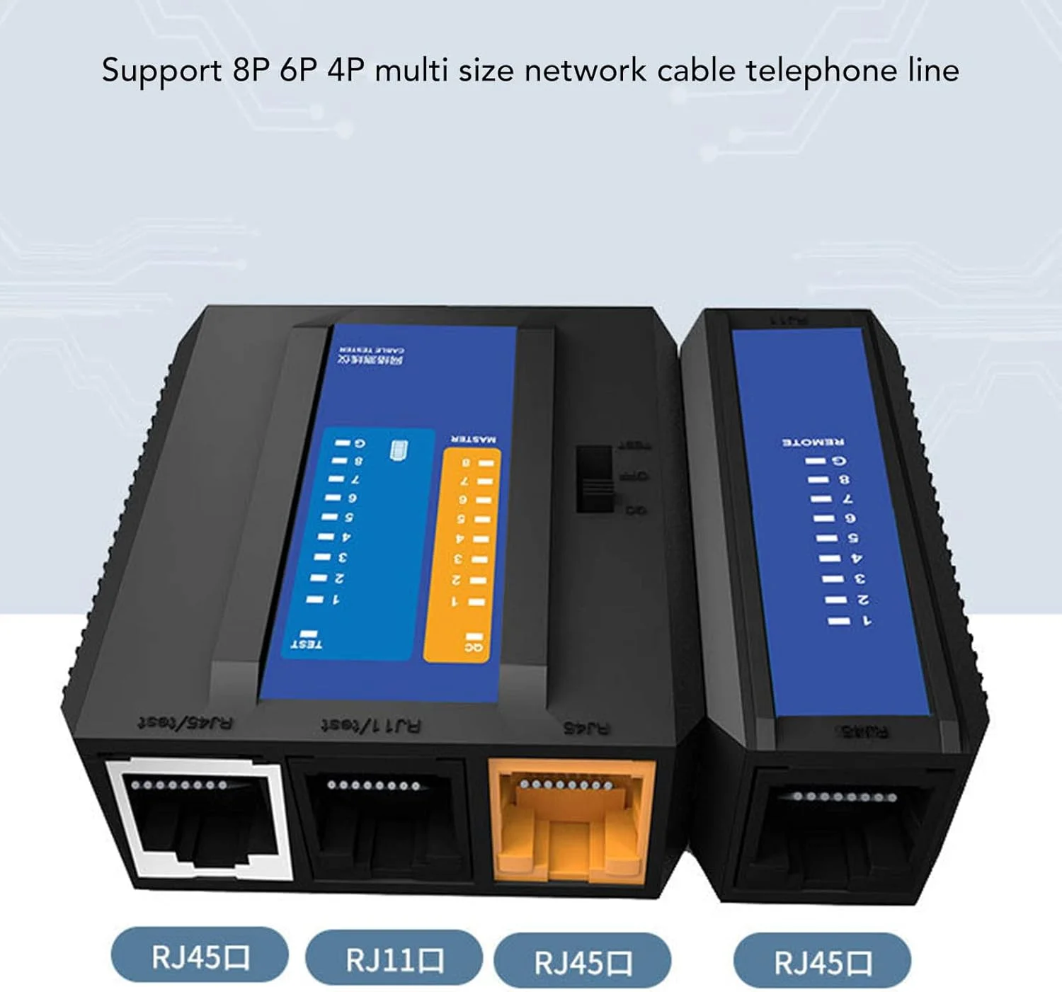 تستر کابل شبکه RJ45، ابزار تست سیم RJ45 RJ11 CAT5 CAT6 CAT7 CAT8 اترنت، سازگار با 10 100 1000 Base T، پشتیبانی از تستر کابل اترنت سوئیچ POE