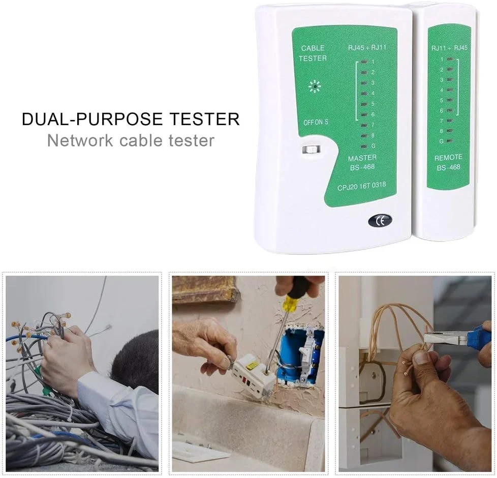 تستر کابل شبکه Cat5 UTP Ethernet ابزار تست کابل Cat5 6 Rj11 8P تستر کابل سبز Zeenyi