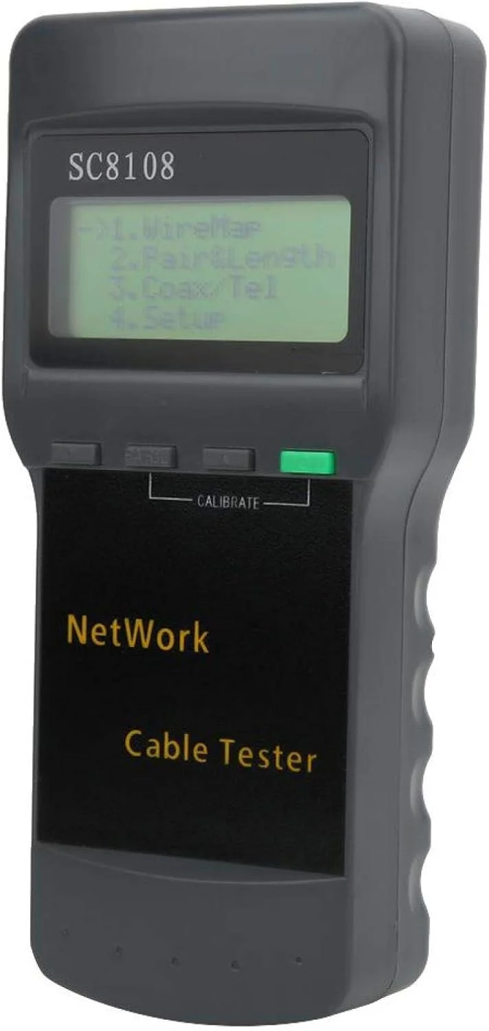تستر کابل شبکه RJ45، تستر کابل شبکه قابل حمل RJ45 با صفحه نمایش LCD، گیج کابل تلفن LAN، به همراه 1 تستر از راه دور و 1 دفترچه راهنمای کاربر