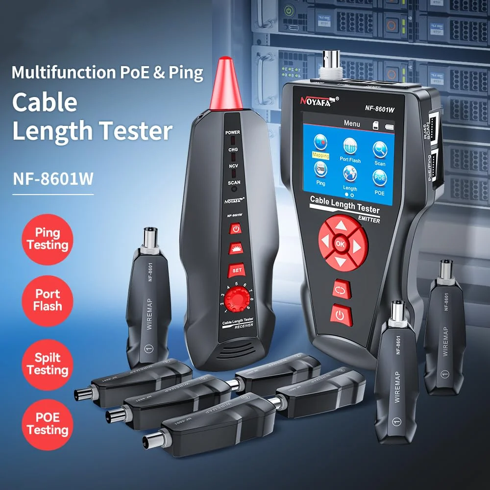 تستر کابل شبکه NF-8601W TDR LAN، تستر کابل اترنت RJ45 UTP STP، ردیاب سیم تلفن شناسایی کننده 8 پینگ/POE برای RJ45، RJ11، BNC تستر کابل شبکه NF-8601W TDR LAN، تستر کابل اترنت RJ45 UTP STP، ردیاب سیم تلفن شناسایی کننده 8 پینگ/POE برای RJ45، RJ11، BNC