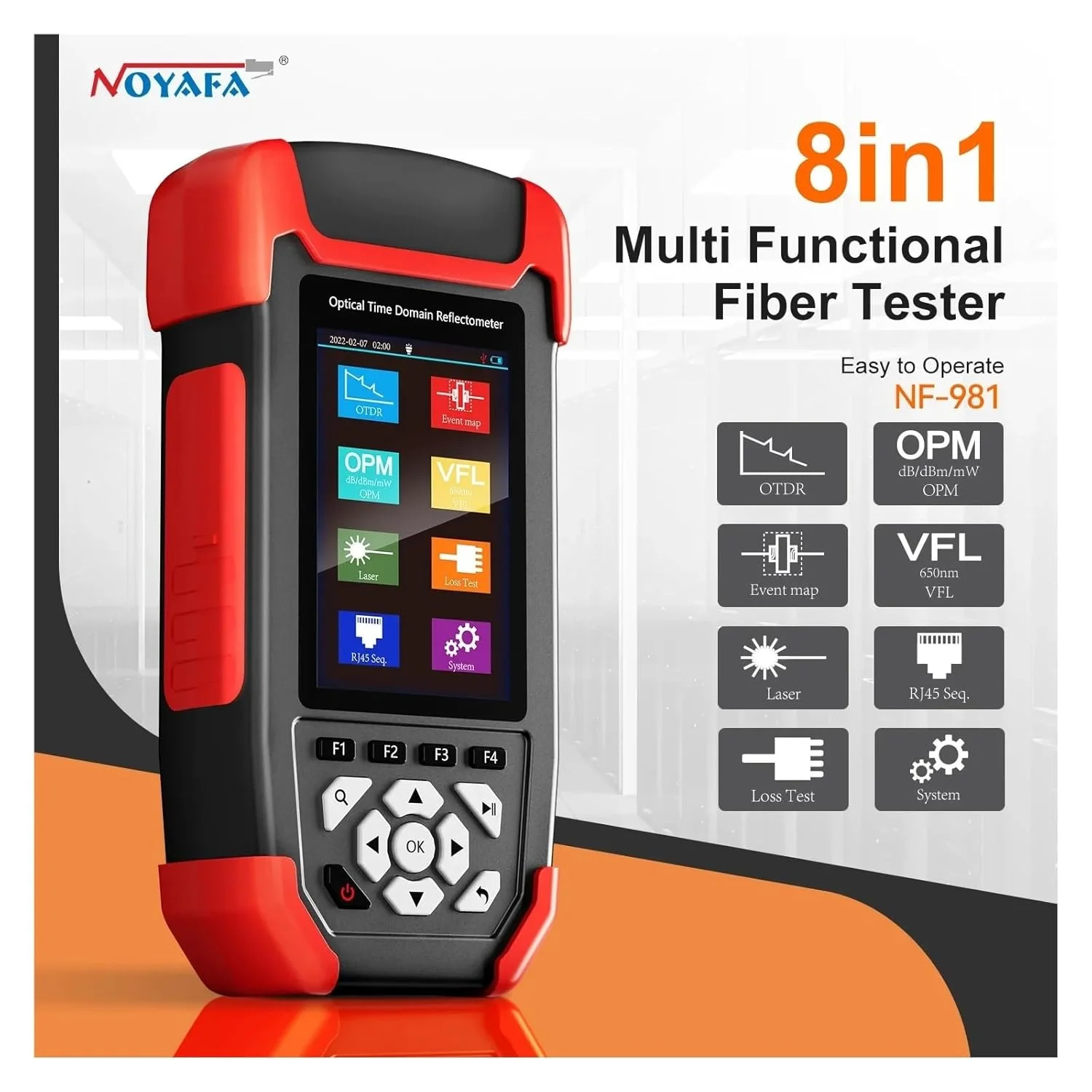 تستر فیبر نوری NF-981، تستر توان نوری، ردیاب عیب با OPM VFL OLS، نقشه رویداد، مولتی متر کابل اترنت