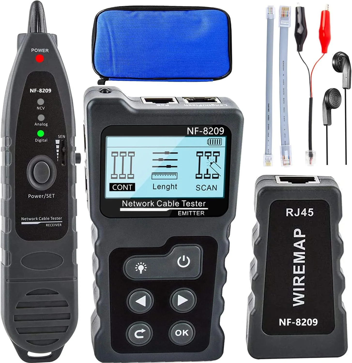 تستر کابل شبکه NOYAFA NF-8209 با ردیاب خط چند منظوره PoE، تستر LAN CAT5/CAT6