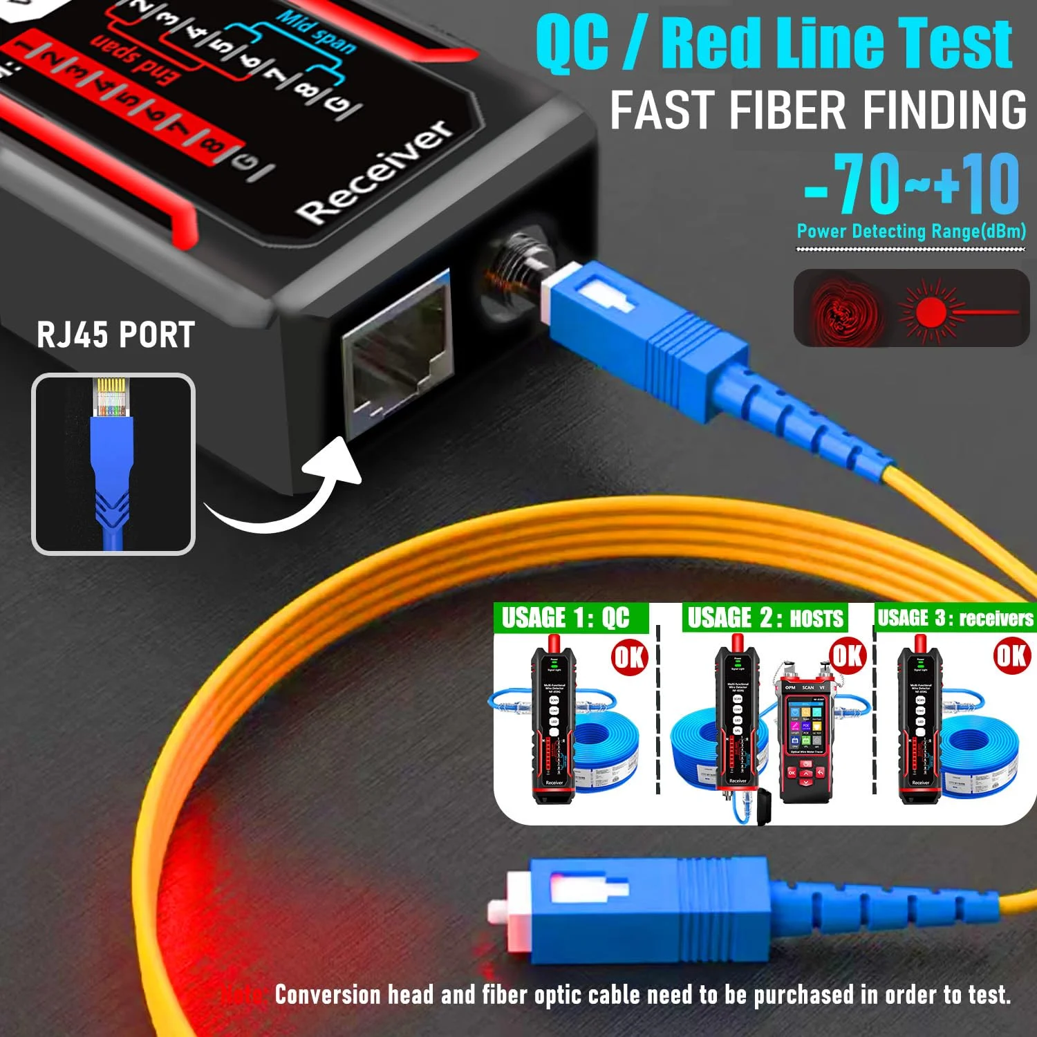 تستر کابل شبکه NOYAFA NF-859GT با توان سنج نوری 10mw VFL، برای RJ45 RJ11 CAT5 CAT6 POE/خطوط تلفن CAT3، کیت پروب تون LAN، ردیاب سیم NCV و اترنت، ابزار شبکه تستر فیبر