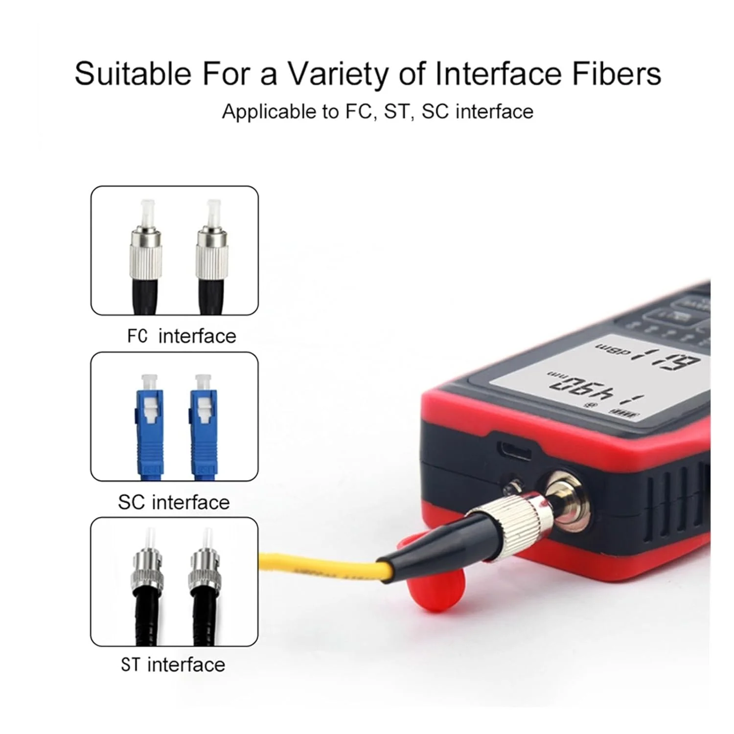 تستر کابل فیبر نوری قابل حمل با رابط جهانی FC/SC/ST و مکان یاب بصری