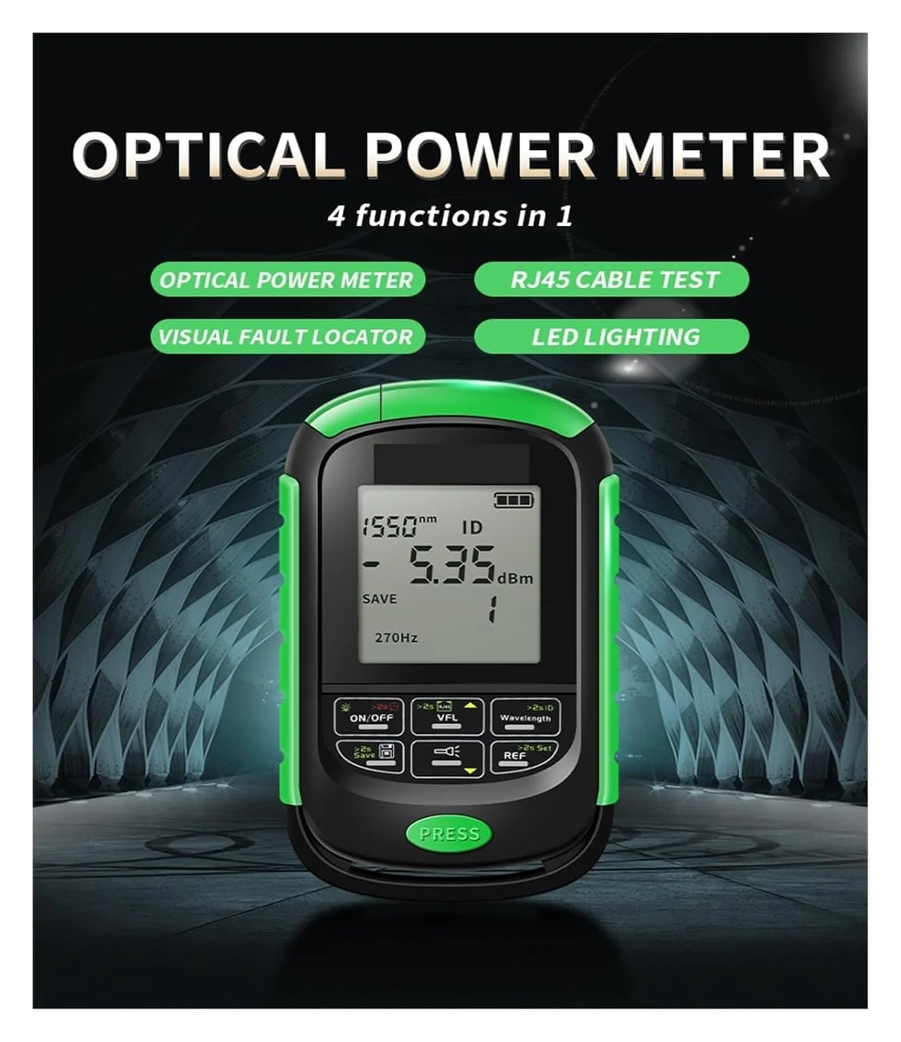 تستر فیبر نوری 4 در 1، شامل پاور متر نوری، ردیاب بصری خطا، تست کابل شبکه (NT-30MW 30KM)