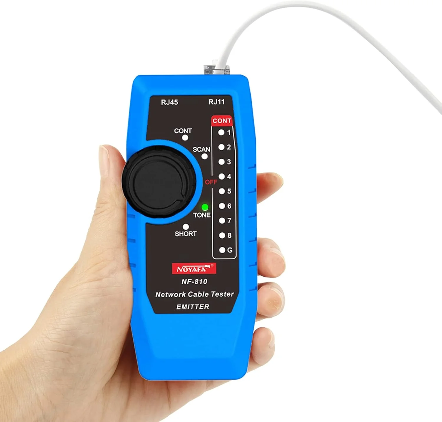 تستر کابل شبکه OUNA مدل NF-810، کیت تست کابل شبکه چند منظوره برای کابل های RJ11 RJ45 CAT5 CAT6 LAN، تست سیم کشی، PoE، خط تلفن همراه با چراغ LED، گوشی و کیف ابزار